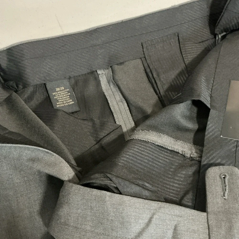 Axist Essentials, Super 100's Hi-Twist Pleated Cuffed Gray Dress Pants 38/29 NWT